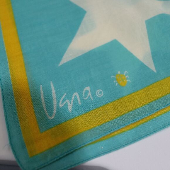 Vana Vintage Stars & Stripes Square Scarf | Blue & Yellow Patriotic Summer - Picture 3 of 4